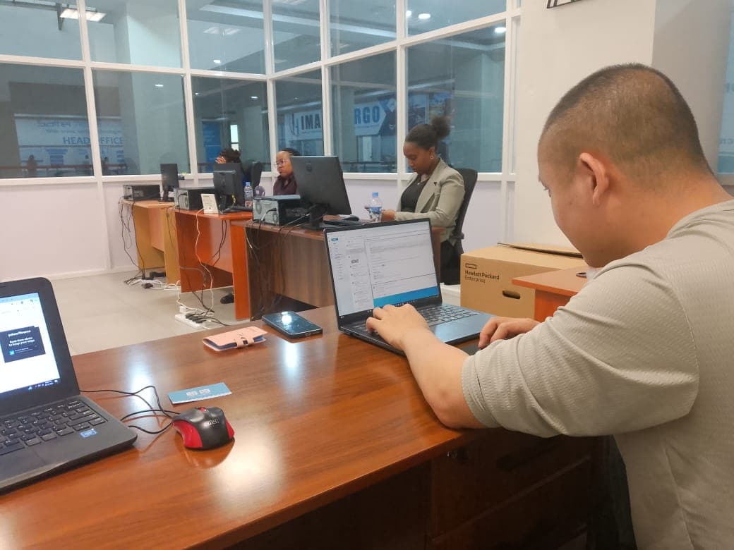 Technology team working together